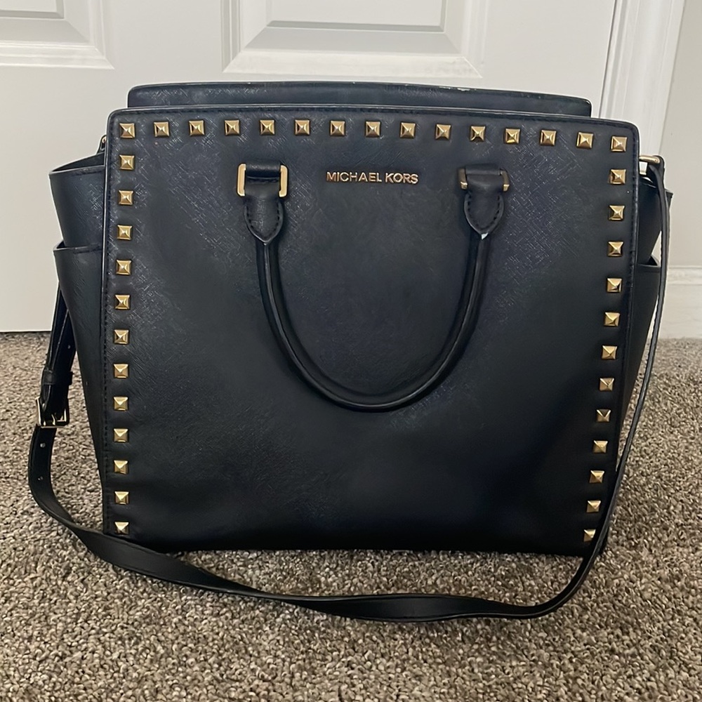 Michael Kors Black Studded Bag Large